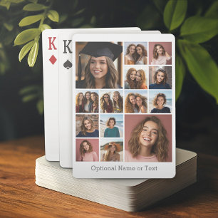 14 Photo Collage - Modern Minimal White Playing Cards