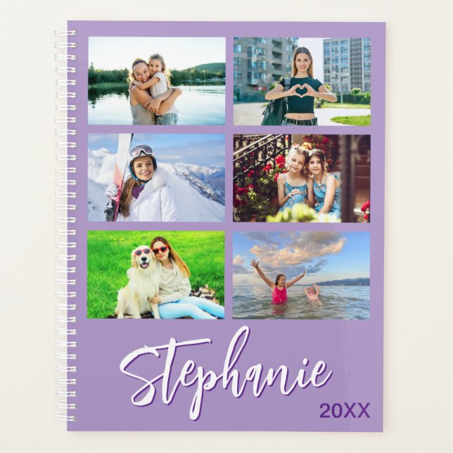 14 Photo Collage Personalised Pale Purple Planner (Front)
