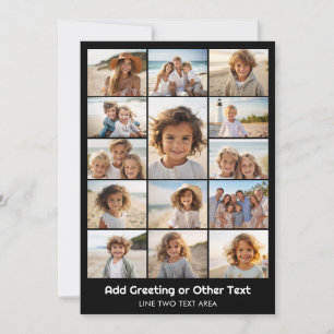 14 Photo Modern Collage - Black Background Holiday Card