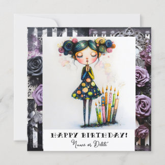 *_* 14 PHOTO NAME Birthday Whimsical Gothic Invitation