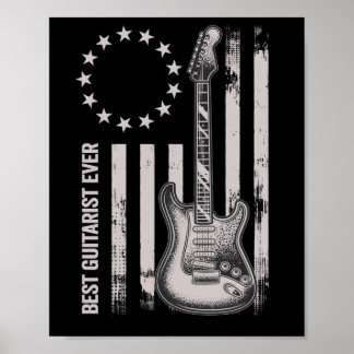 14 Retro Best Guitarist Ever American Guitar Dad Poster