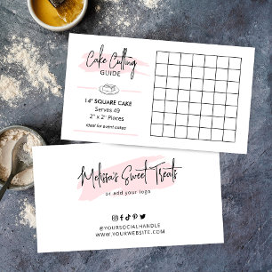 14" Square Cake Cutting Guide 2x2 Party Servings Enclosure Card