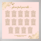 14 Table Blush Pink & Gold Wedding Seating Chart