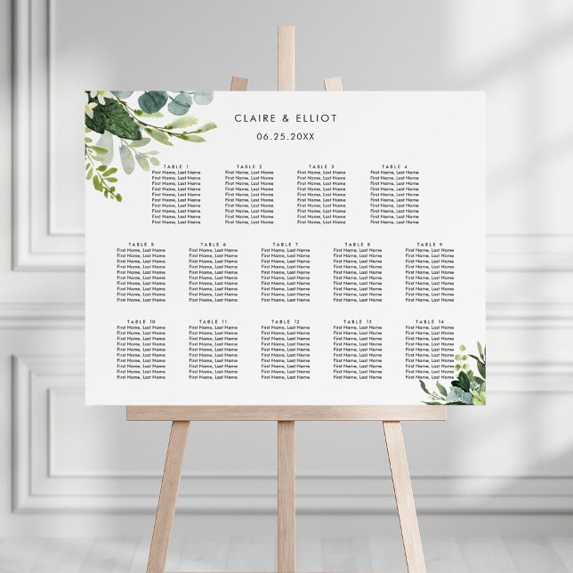 14 Table Eucalyptus Foliage Wedding Seating Chart  (Creator Uploaded)