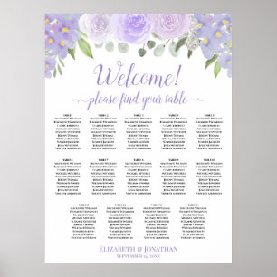 14 Table Lavender Floral Wedding Seating Chart