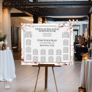 14 Table Modern Terracotta Sketched Leafy Seating  Poster