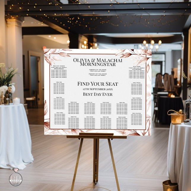 14 Table Modern Terracotta Sketched Leafy Seating  Poster (Creator Uploaded)