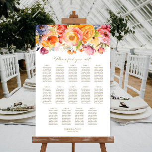 14 Table Spring Floral Wedding Seating Chart
