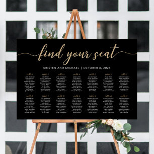 14 Tables Find Your Seat Black Seating Chart Plan