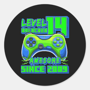 14 Unlocked Awesome 2009 Video Game 14th Birthday  Classic Round Sticker