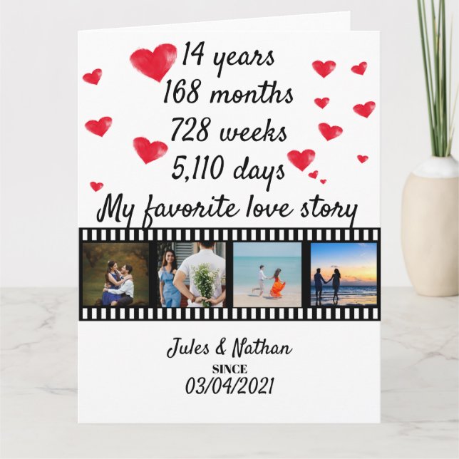 14 year anniversary film strip photo display card (Front)