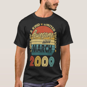 14 Year Old Awesome Since March 2009  14th Birthda T-Shirt
