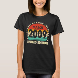 14 Year Old Awesome Since March 2009 14th Birthday T-Shirt