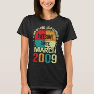 14 Year Old Awesome Since March 2009 Birthday 14t T-Shirt