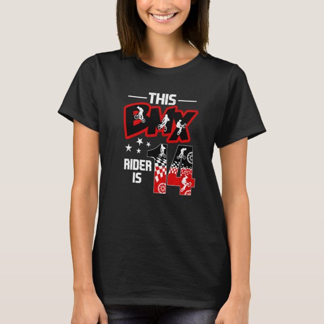 14 Year Old Bike Riders Bmx Birthday Party Decorat T-Shirt (Front)