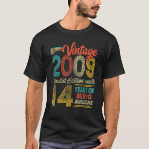 14 Year Old Born In 2009 Vintage 14th Birthday T-Shirt