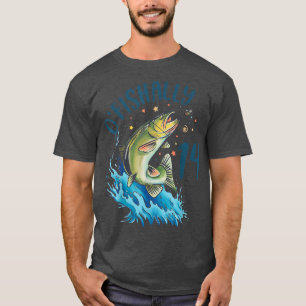 14 Year Old Fishing Birthday 14th Bass Fish Teen B T-Shirt