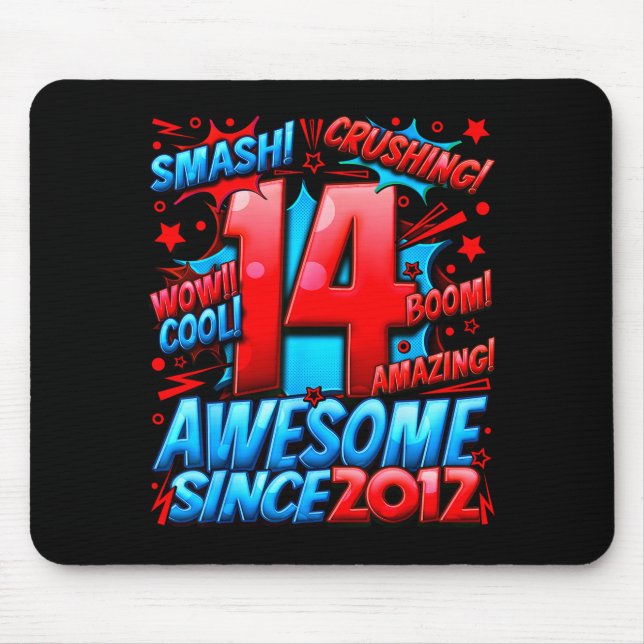 14 Year Old For Boys 14th Birthday Boy 14 Year Old Mouse Pad (Front)