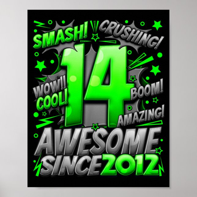 14 Year Old For Boys 14th Birthday Boy 14 Year Old Poster (Front)