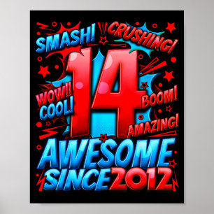 14 Year Old For Boys 14th Birthday Boy 14 Year Old Poster