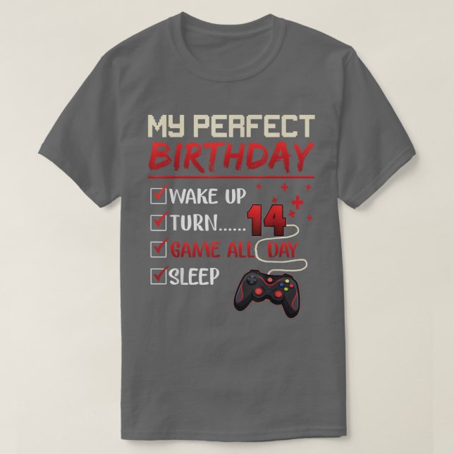 14 Year Old Gamer Gift Boy Teen 14th Perfect Birth T-Shirt (Design Front)