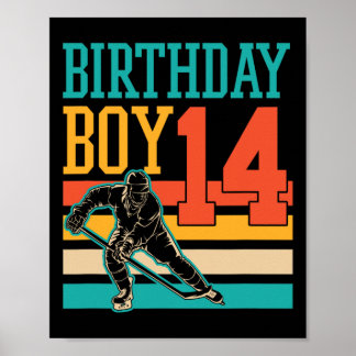 14 Year Old Ice Hockey Themed 14th Birthday Party  Poster