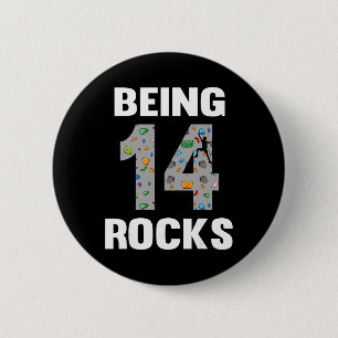 14 Year Old Rock Climber Birthday 14th Climber Bei 6 Cm Round Badge