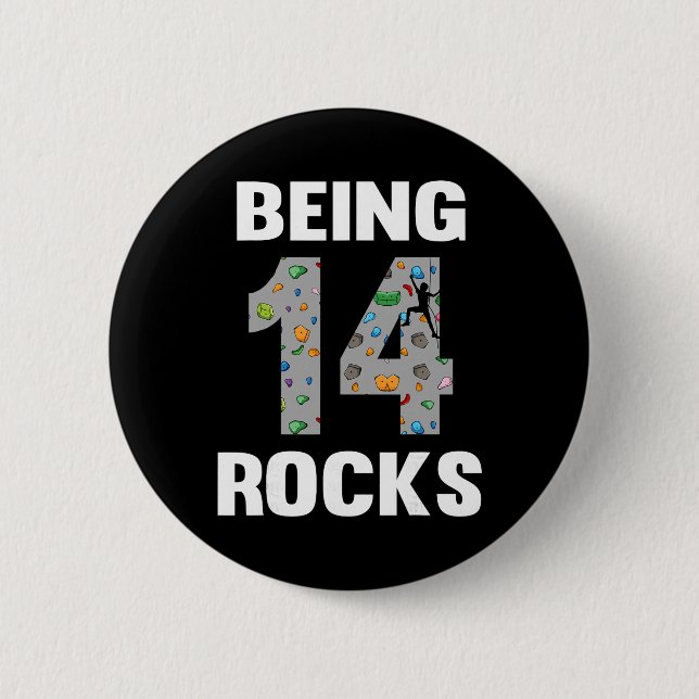 14 Year Old Rock Climber Birthday 14th Climber Bei 6 Cm Round Badge (Front)