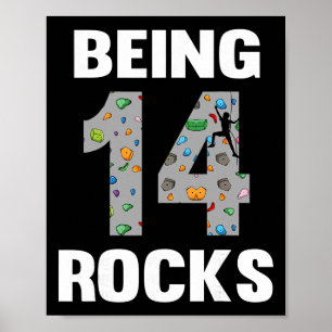 14 Year Old Rock Climber Birthday 14th Climber Bei Poster