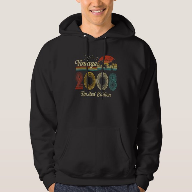 14 Year Old  Vintage 2008  14th Birthday Hoodie (Front)