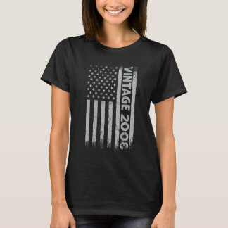 14 Year Old  Vintage 2008 American Flag 14th Birth T-Shirt