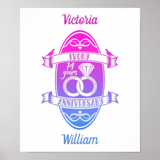 14 Year traditional ivory 14th wedding anniversary Poster (Front)