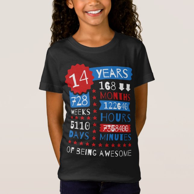 14 Years Of Being Awesome - 14th Birthday Gift Tee (Front)