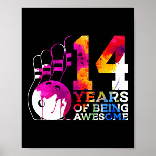 14 Years Of Being Awesome Bowling 14th Birthday  Poster