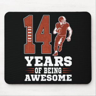 14 Years Of Being Awesome Boy 14th Birthday Footba Mouse Pad