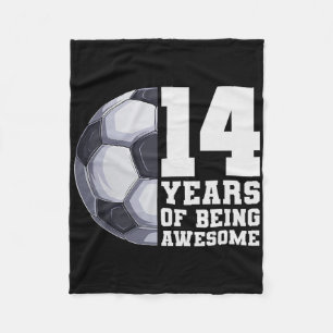 14 Years Of Being Awesome Boys Soccer 14th Birthda Fleece Blanket