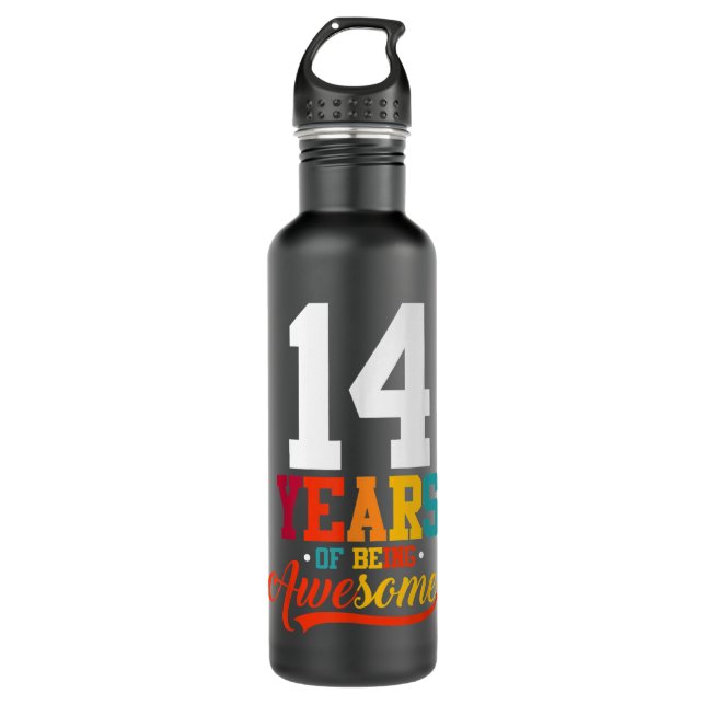 14 Years Of Being Awesome Gifts 14 Years Old 14th  710 Ml Water Bottle (Front)