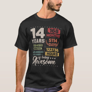 14 Years Of Being Awesome Retro Countdown 14th Bir T-Shirt