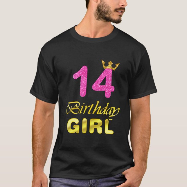 14 Years Old Birthday Girl Shirt 14Th Birthday Pin (Front)