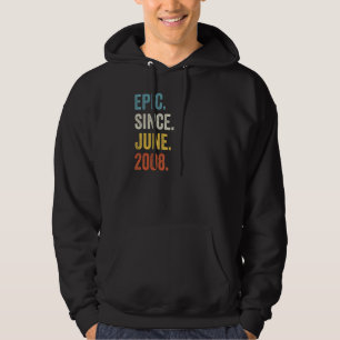 14 Years Old Epic Since June 2008 14th Birthday Hoodie