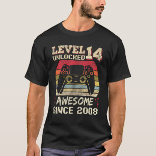 14 Years Old Gamer Boy Birthday 14 Level Unlocked T-Shirt