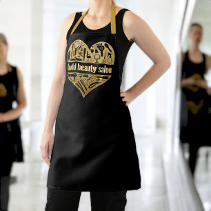 14k Gold Beauty Salon Glitter Heart Hair Stylist Apron