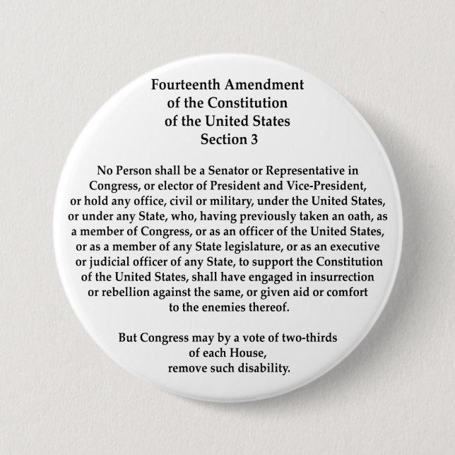 14th Amendment Section 3 7.5 Cm Round Badge (Front)