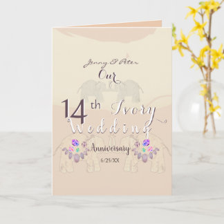 14th Anniversary Blank Folded Greeting Card