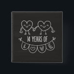 14th Anniversary Gift Chalk Hearts 15 Cm Square Badge<br><div class="desc">Cute two doodle hand drawn heart 14th year anniversary design.</div>