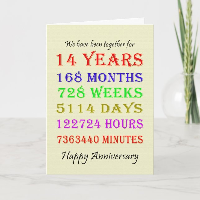 14th Anniversary Milestones Card (Front)