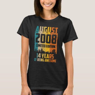 14th Birthday 14 Years Awesome Since August 2008 V T-Shirt