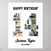 14th Birthday Anniversary Number 14 Photo Collage