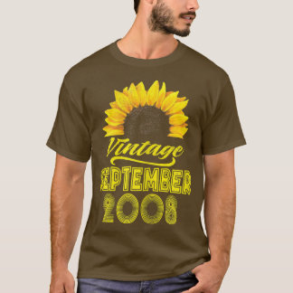 14th Birthday Apparel Sunflower Vintage September  T-Shirt