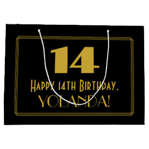 14th Birthday — Art Deco Inspired Look "14" & Na Large Gift Bag